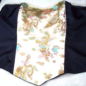 Handmade Corset GORGEOUS Gold Asian theme Silk